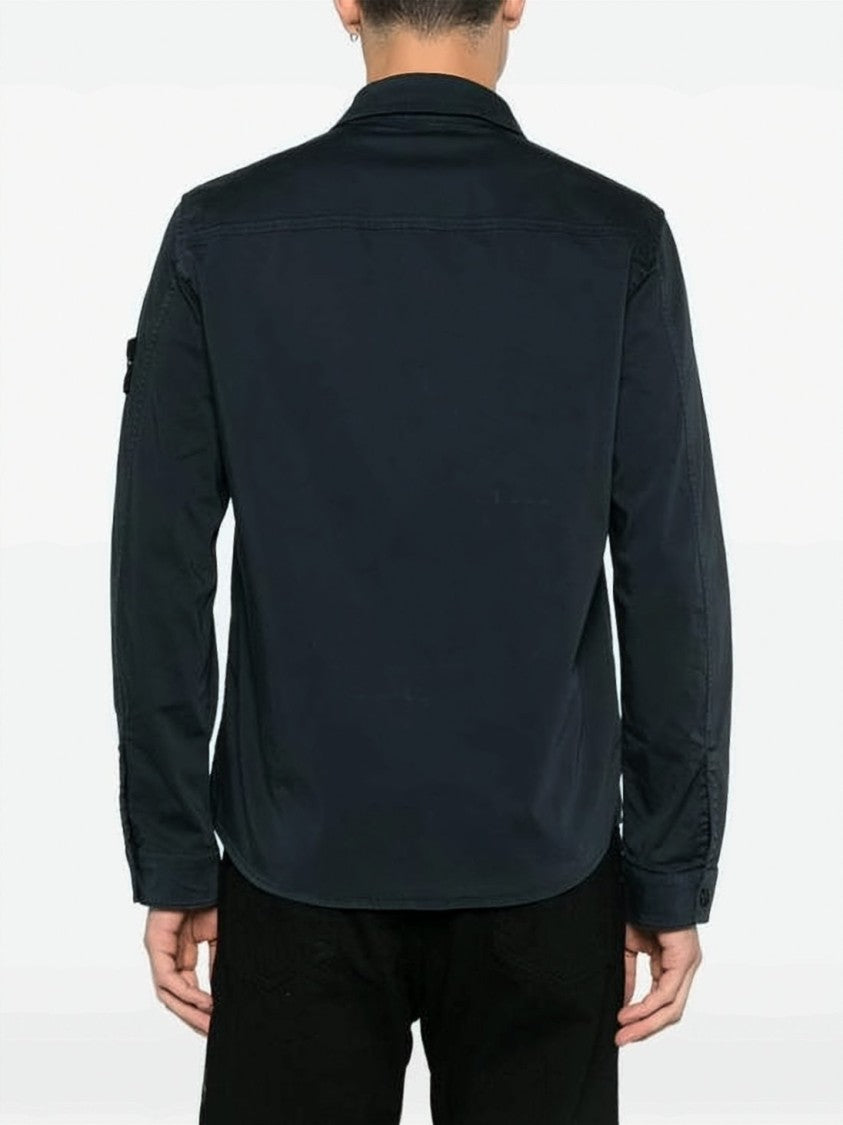 Stone Island Black Jacket With Front Zipper Closure