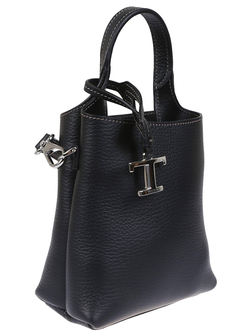 Tod's Structured Pebbled Leather Shoulder Bag With Dual Handles