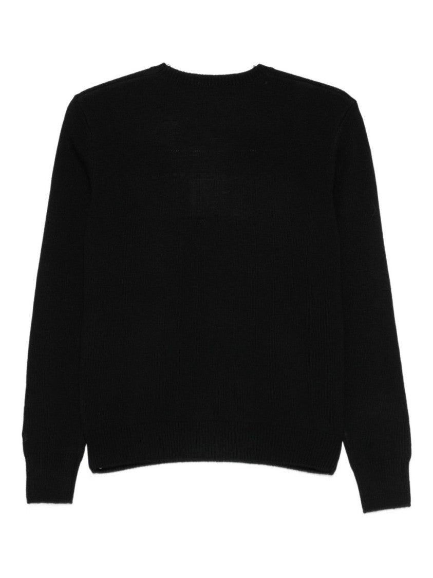 Mc2 Saint Barth Black Sweater With Strass Embellished