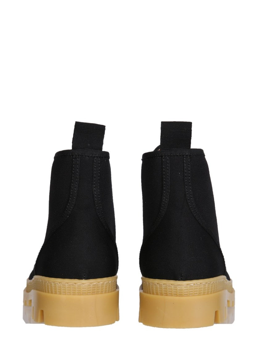 Gia Borghini Chunky Sole Black Canvas Hiking Boots