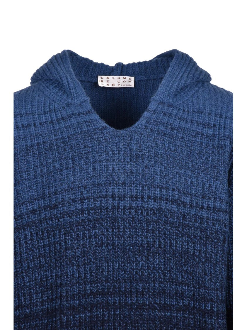 Cashmere Company P. Hooded Gradient Knit Sweater With Textured Design
