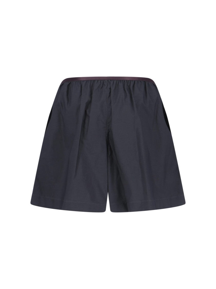 Lemaire Black Silk Blend Gathered Waist Shorts