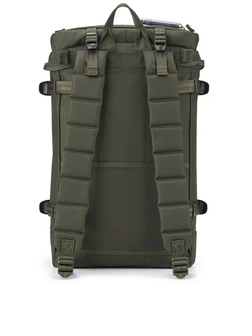 Porter International Olive Green Boxy Structured Nylon Backpack