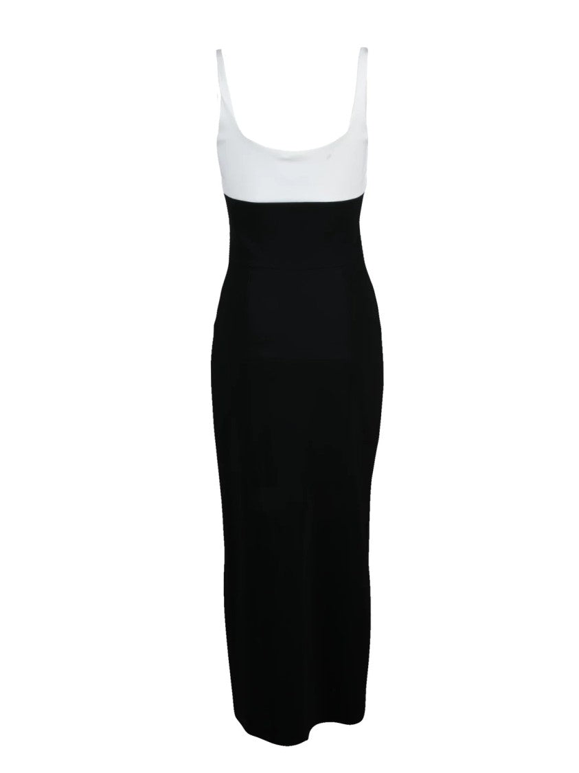 Chiara Boni Black/White Two-Tone Stretch Midi Dress