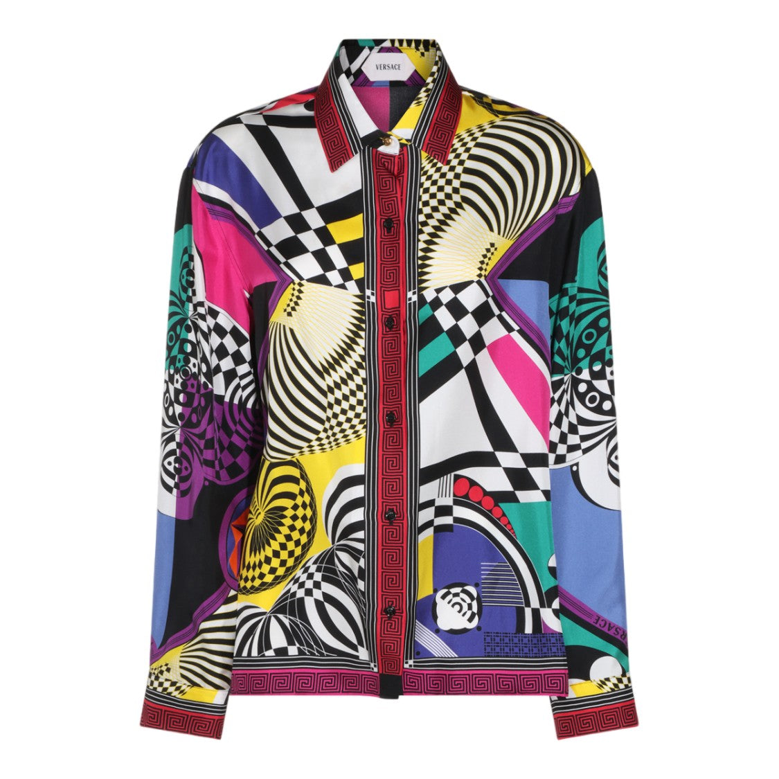 Versace Geometric Optical Illusion Greek Key Shirt