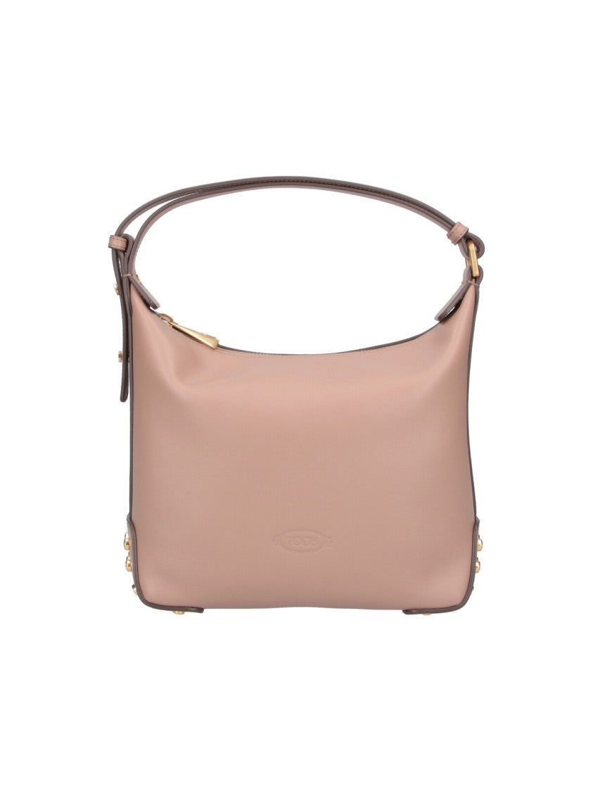 Tod's Beige Metal Dots Smooth Leather Bag