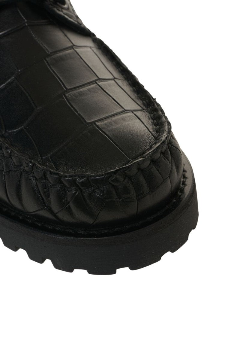 Copenaghen Crocodile Effect Lace-Up Shoes