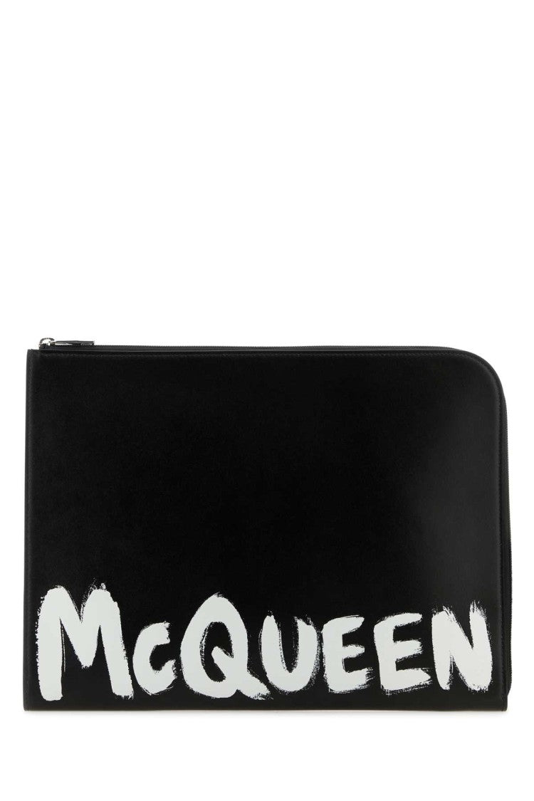 Alexander Mcqueen Black Leather Document Holder