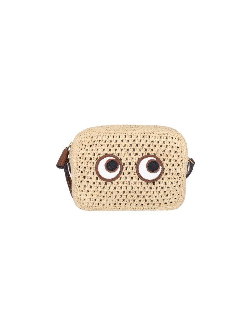 Anya Hindmarch Rectangular Raffia Crossbody Bag With Eye Patch