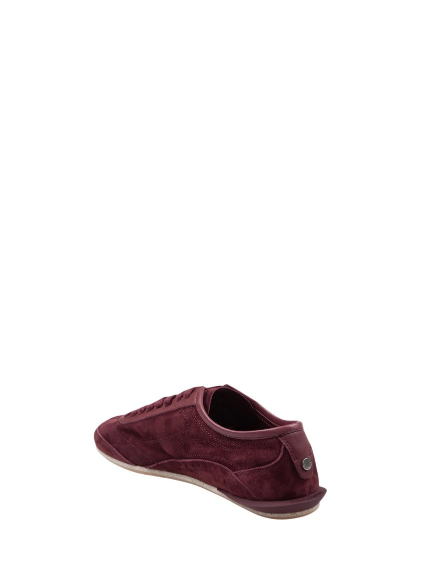 Dolce & Gabbana Low-Profile Burgundy Suede Sneakers With Perforated Detailing