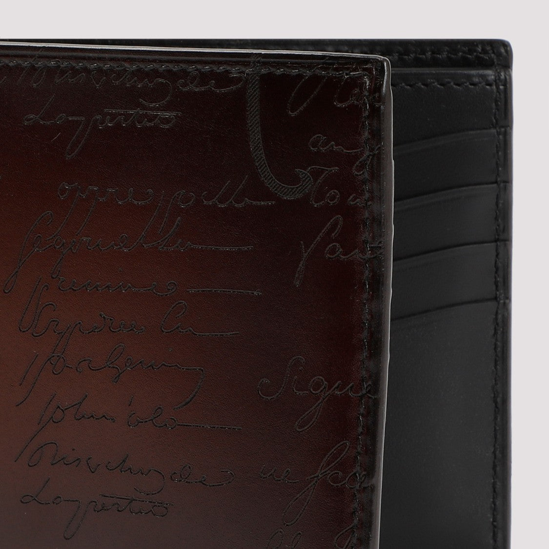 Berluti Intense Brown Cocoa Calf Leather Neo Venezia Written Wallet