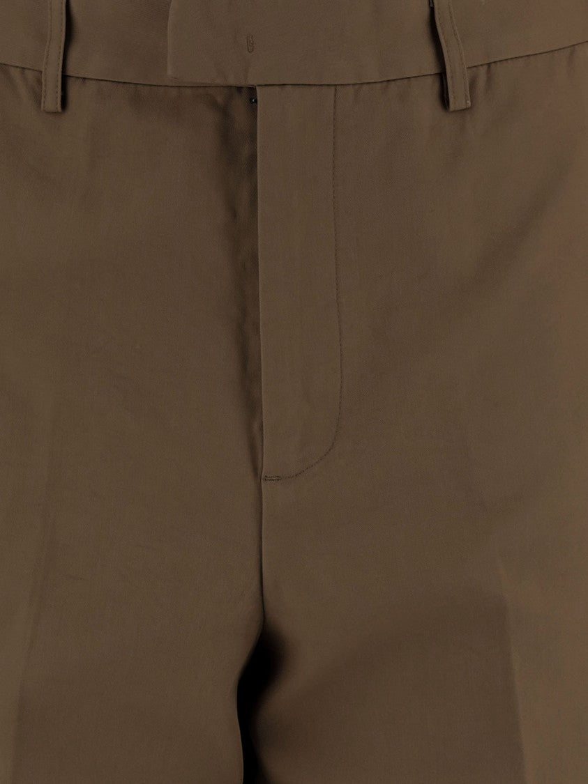 Emporio Armani Brown Pressed-Crease Cotton Straight-Leg Pants