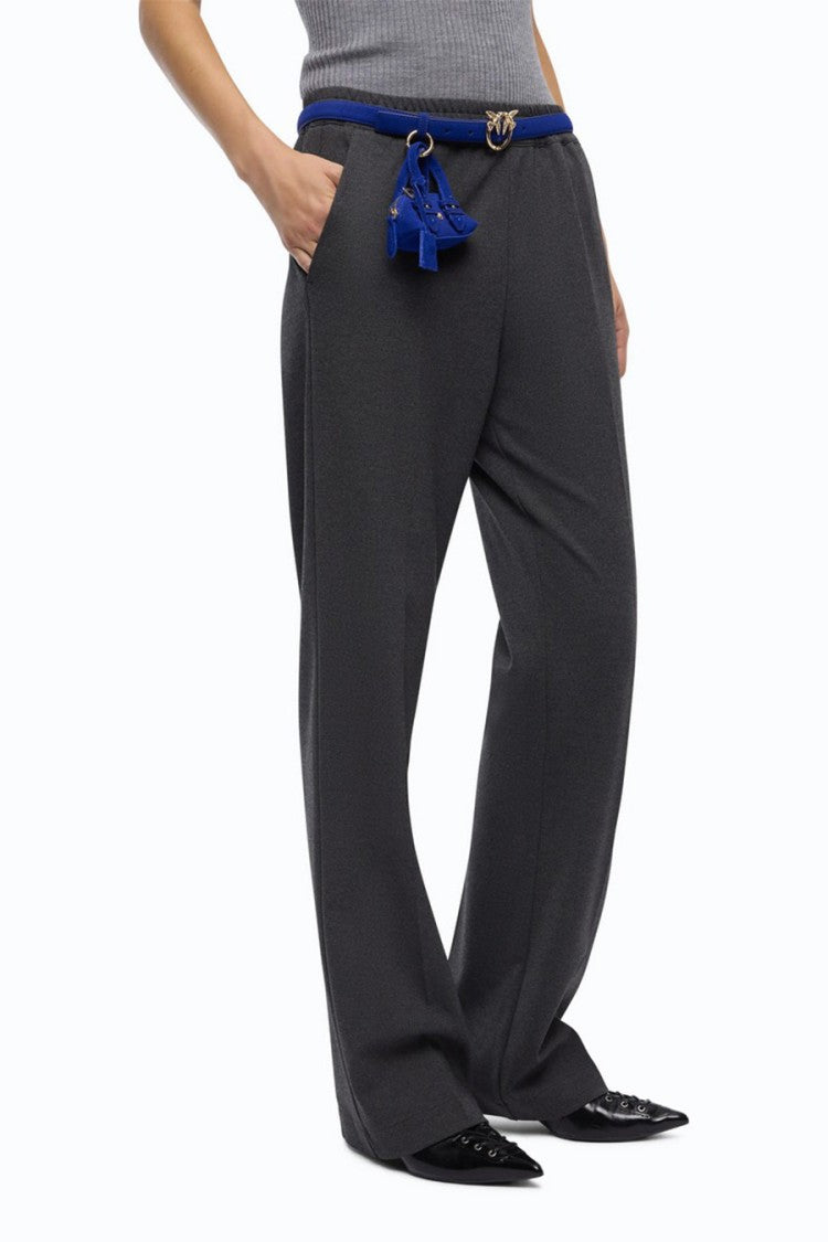 Pinko Grey Viscose-Nylon Blend Elastic-Waist Trousers