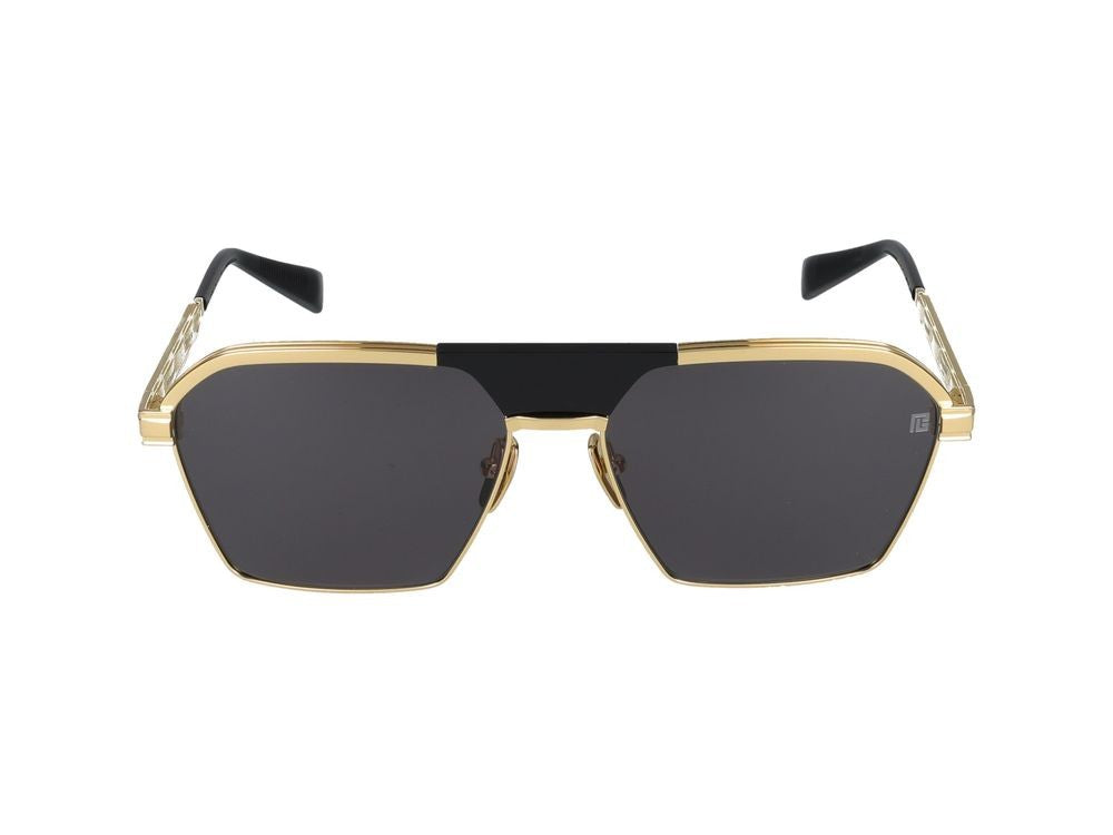 Balmain Geometric Acetate Sunglasses With Gold-Tone Metal Accents