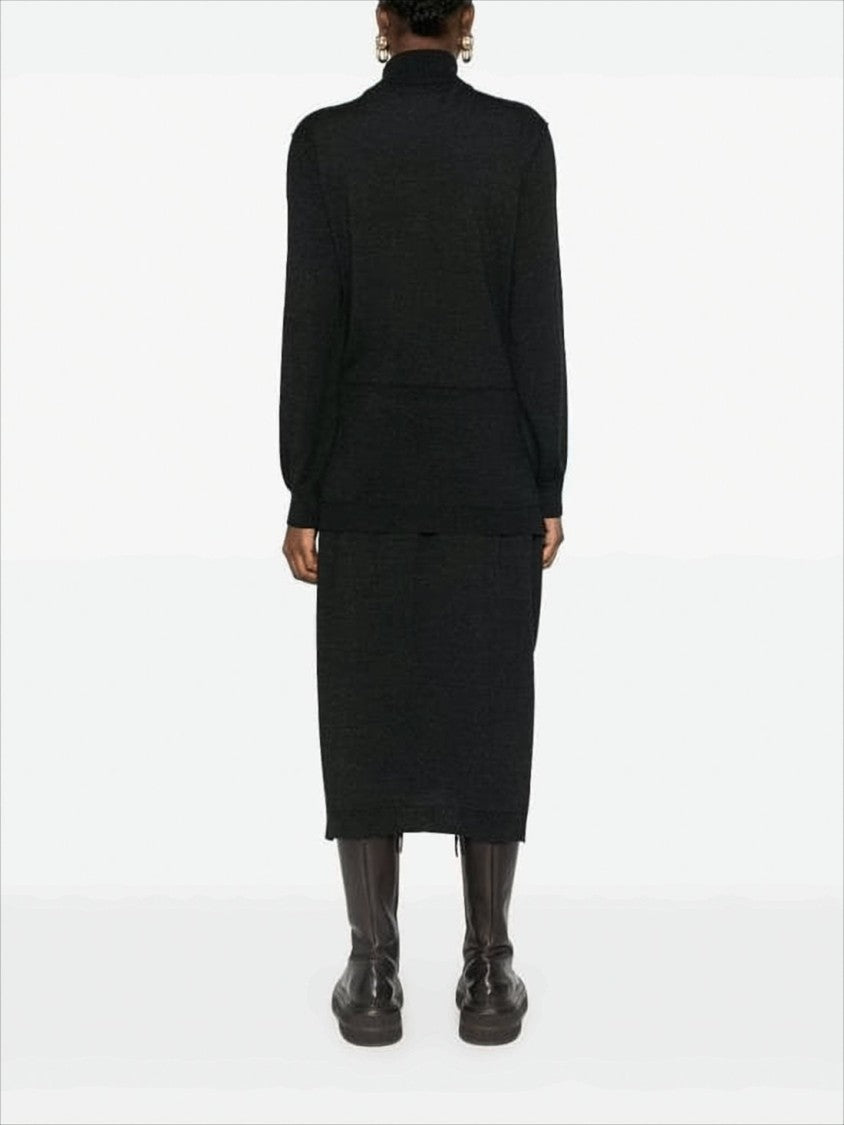 Lemaire Turtleneck Midi Dress With Fabric Belt