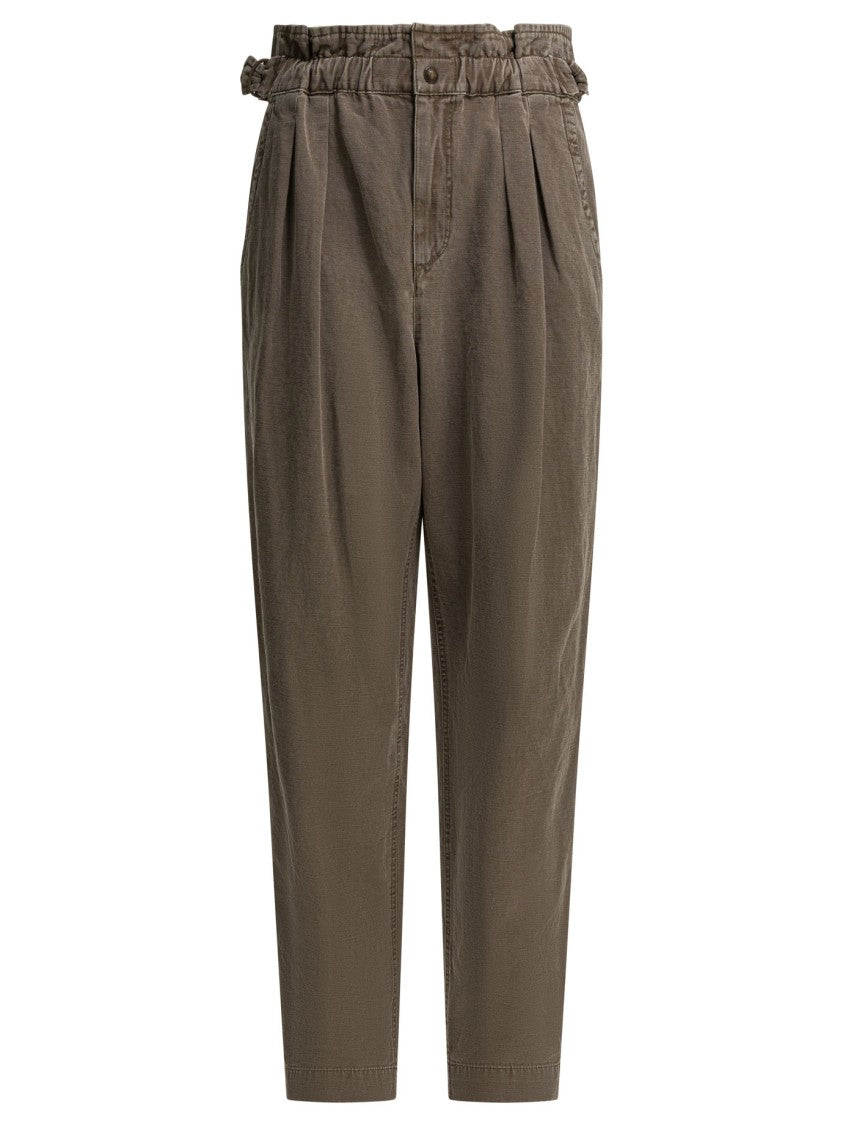Isabel Marant Étoile High-Waisted Tapered Brown Pants With Elasticated Waistband