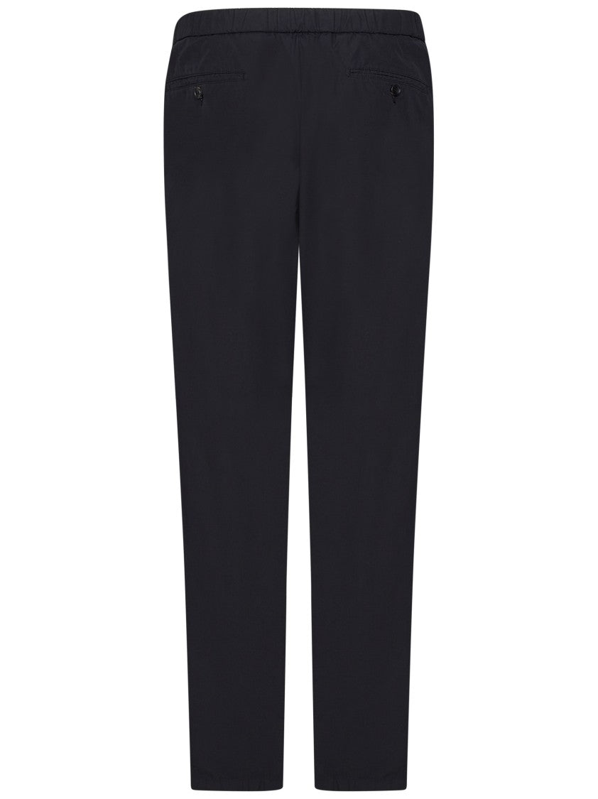 Drumohr Navy Blue Cotton Trousers With Adjustable Drawstring Waist