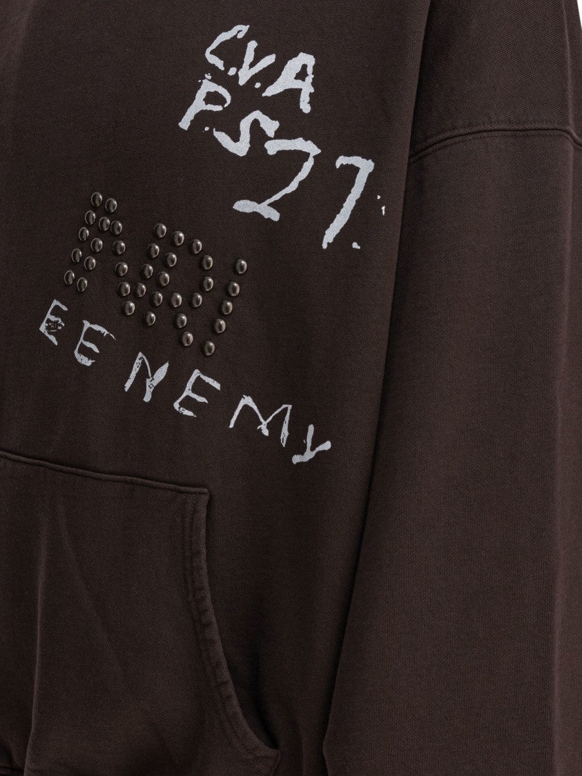 Rrr123 Cropped Brown Sweatshirt With Graphic Text