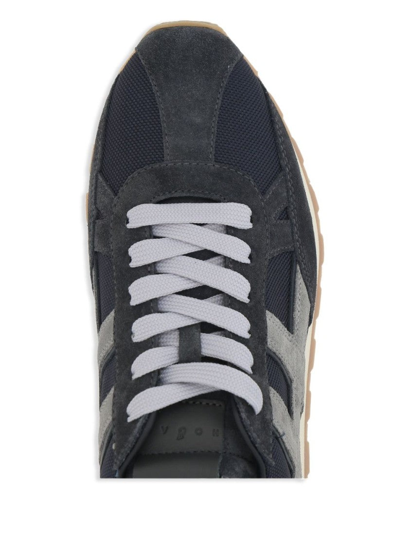 Hogan Panelled Navy Blue Sneakers With Almond Toe