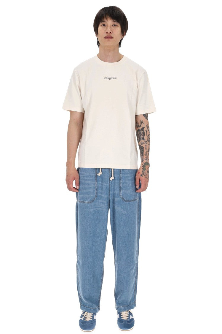 Maison Kitsuné Maison Kitsuné Paris Embroidered Cotton T-Shirt