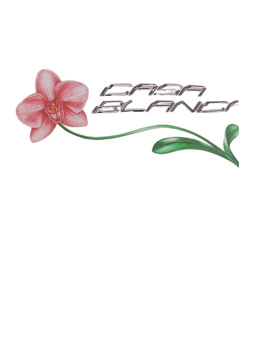 Casablanca Cropped Cotton T-Shirt With Floral Graphic