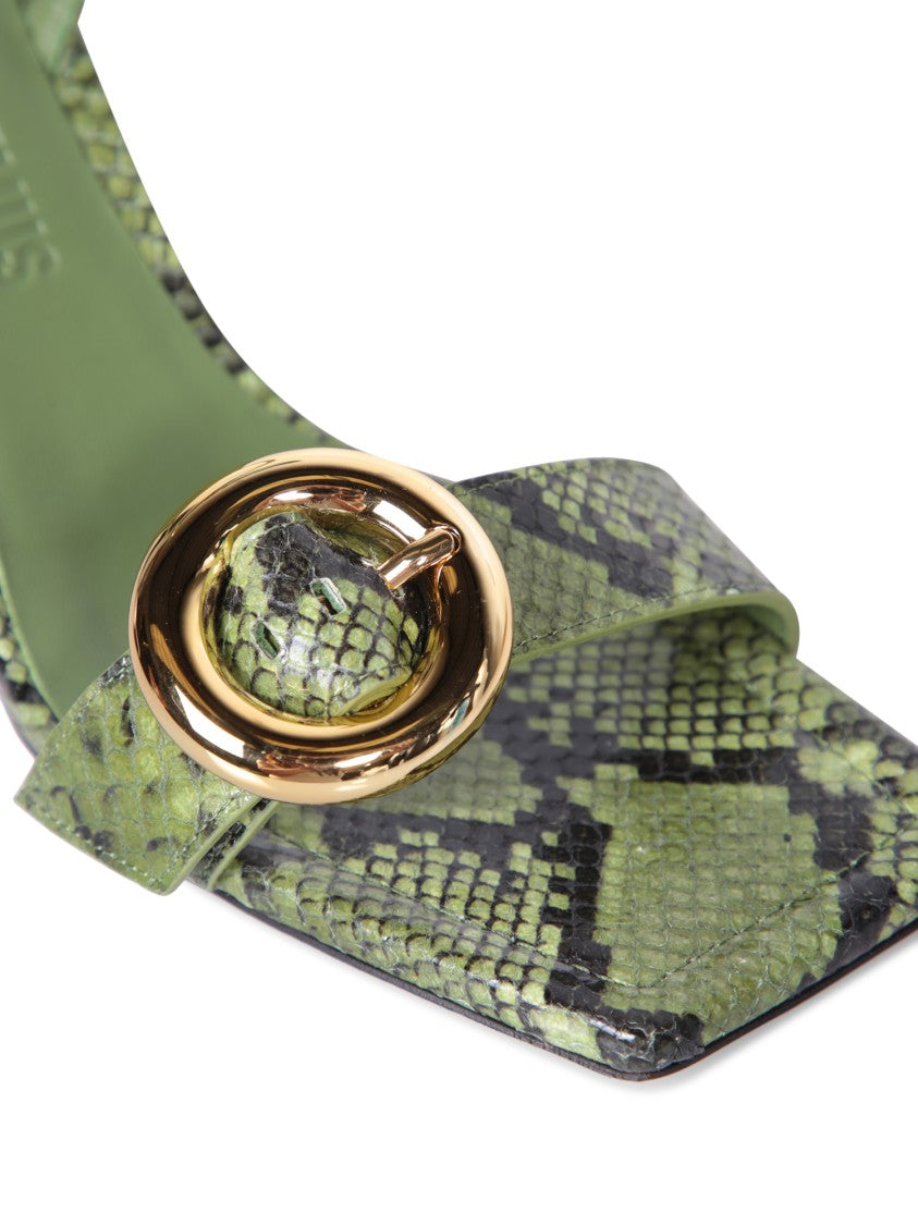 Jacquemus Snakeskin Sandals With Ankle Strap And Statement Buckle