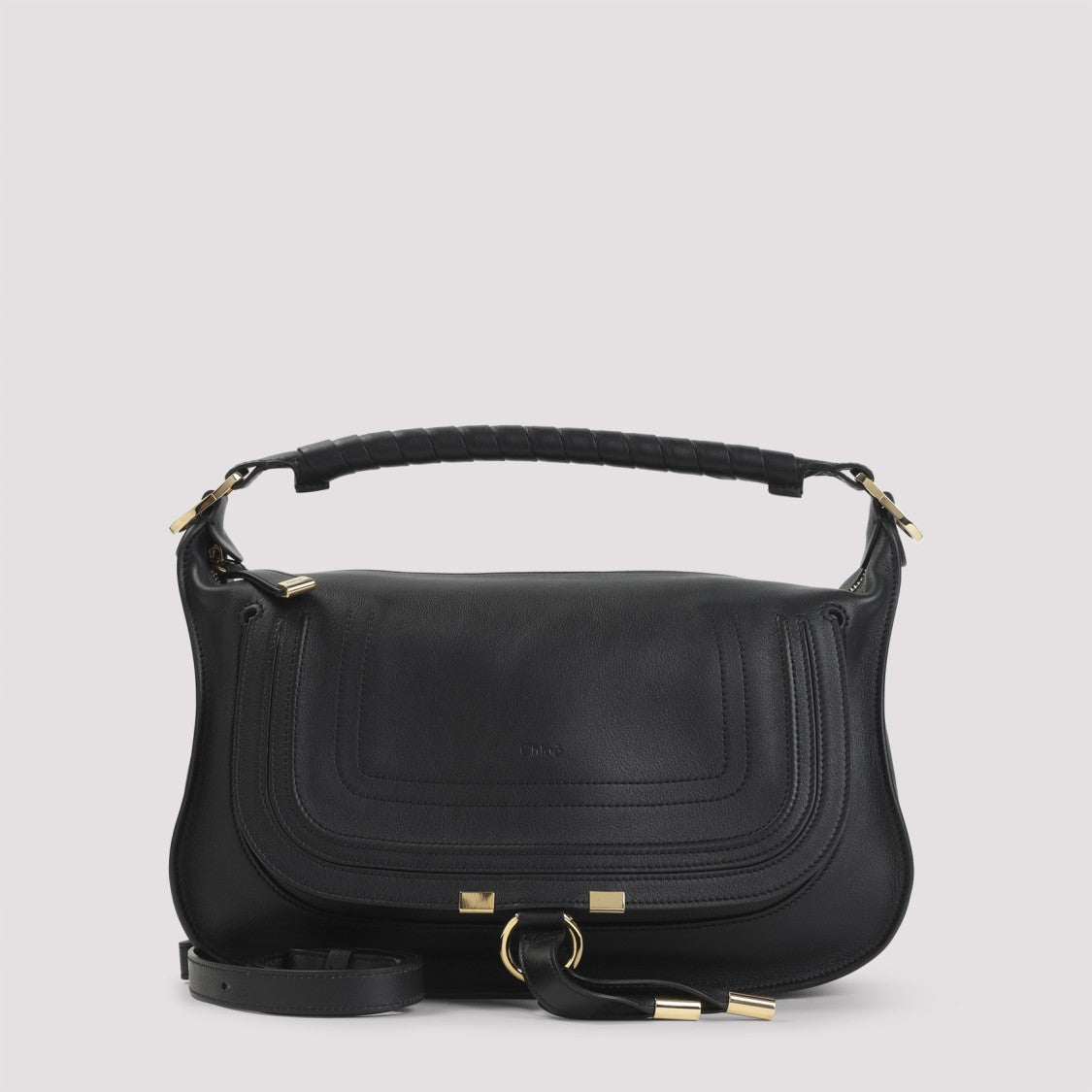 Chloé Curved Black Calf Leather Marcie Bag