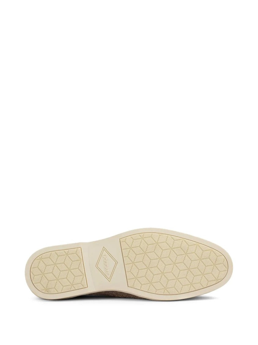 Doucal's Woven Texture Grey Loafers With Rubber Sole