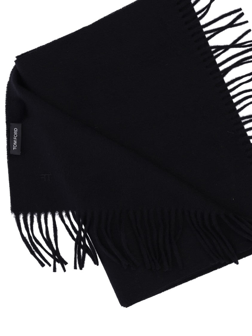 Tom Ford Black Cashmere Fringe Scarf