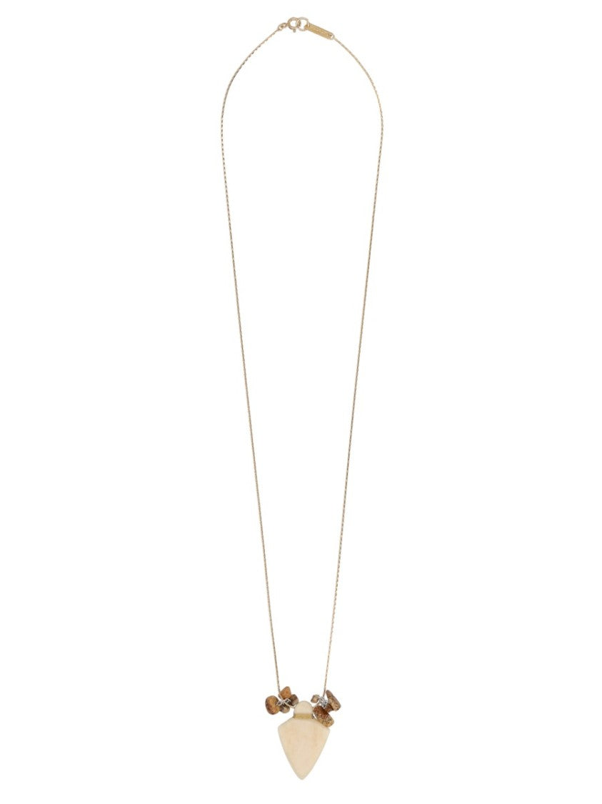 Isabel Marant Polished Triangle Pendant Brass Necklace