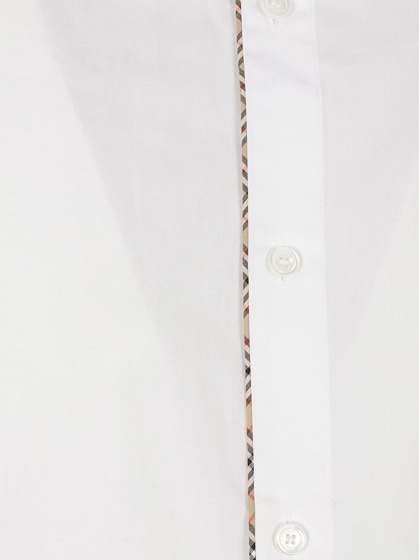 Burberry Long-Sleeve Cotton Shirt With Patterned Accents