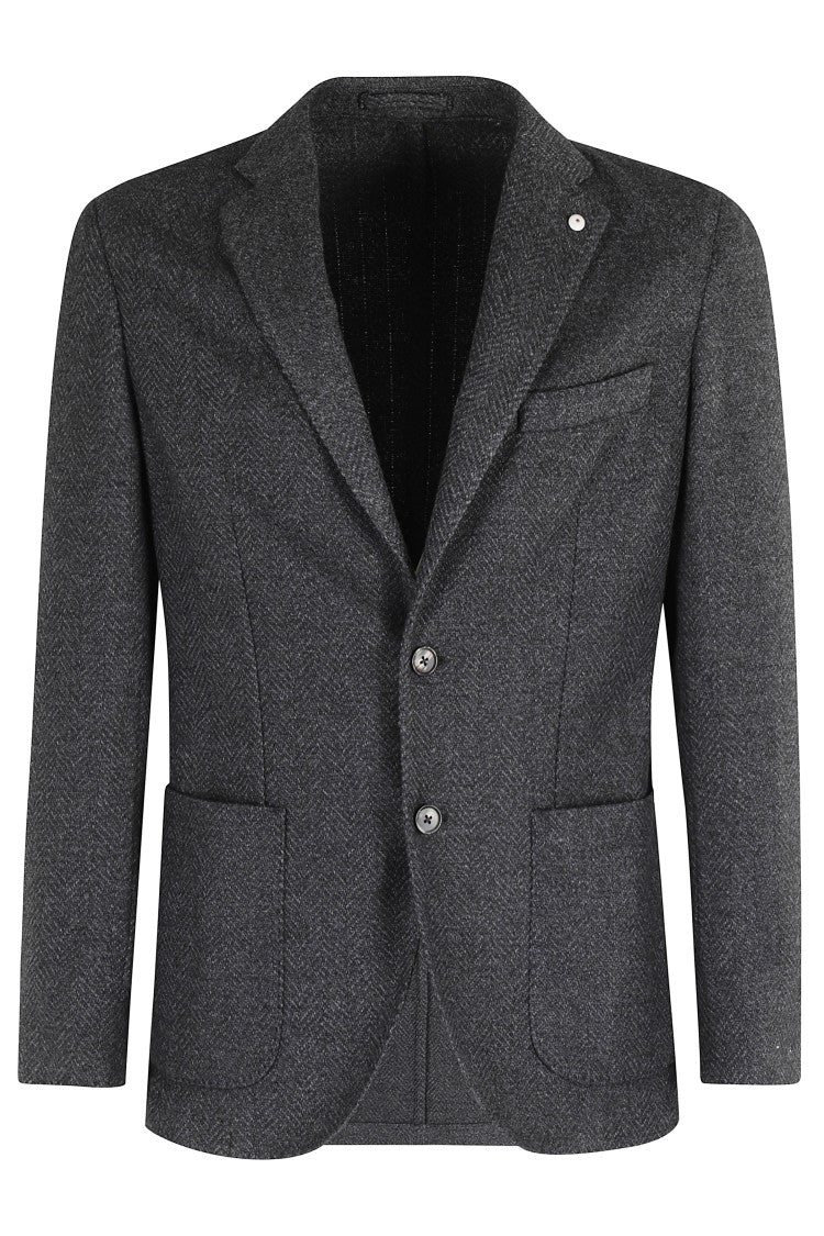 L.B.M. Wool Blend Jacket With Reverse Neckline