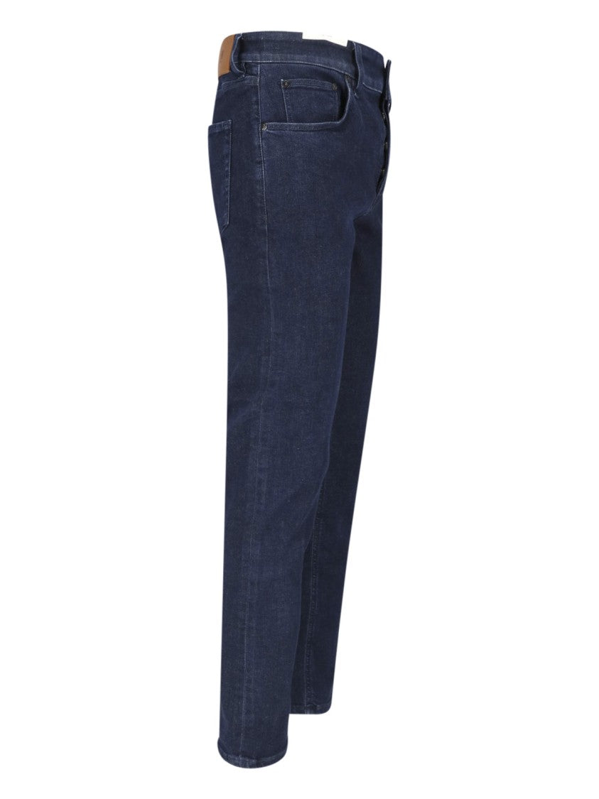 Pt Torino Dark Blue Cotton Denim Straight-Leg Jeans