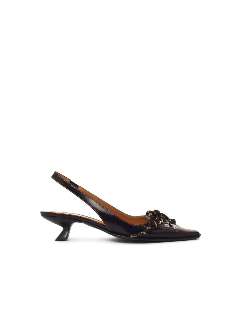 Marni Burgundy Smooth Leather Slingbacks
