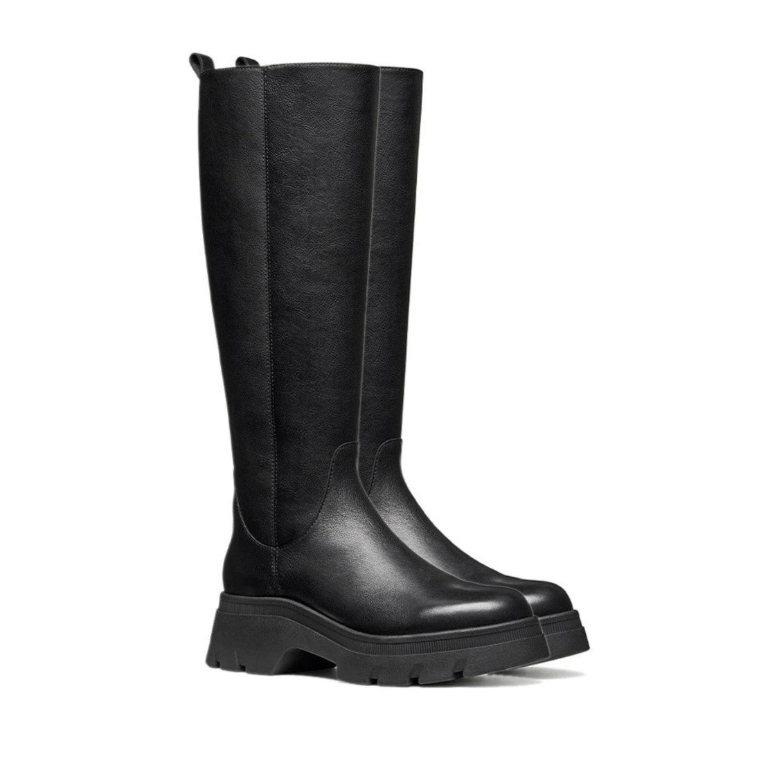 Geox Black Pluette Tall Flat Side Zipper Boots