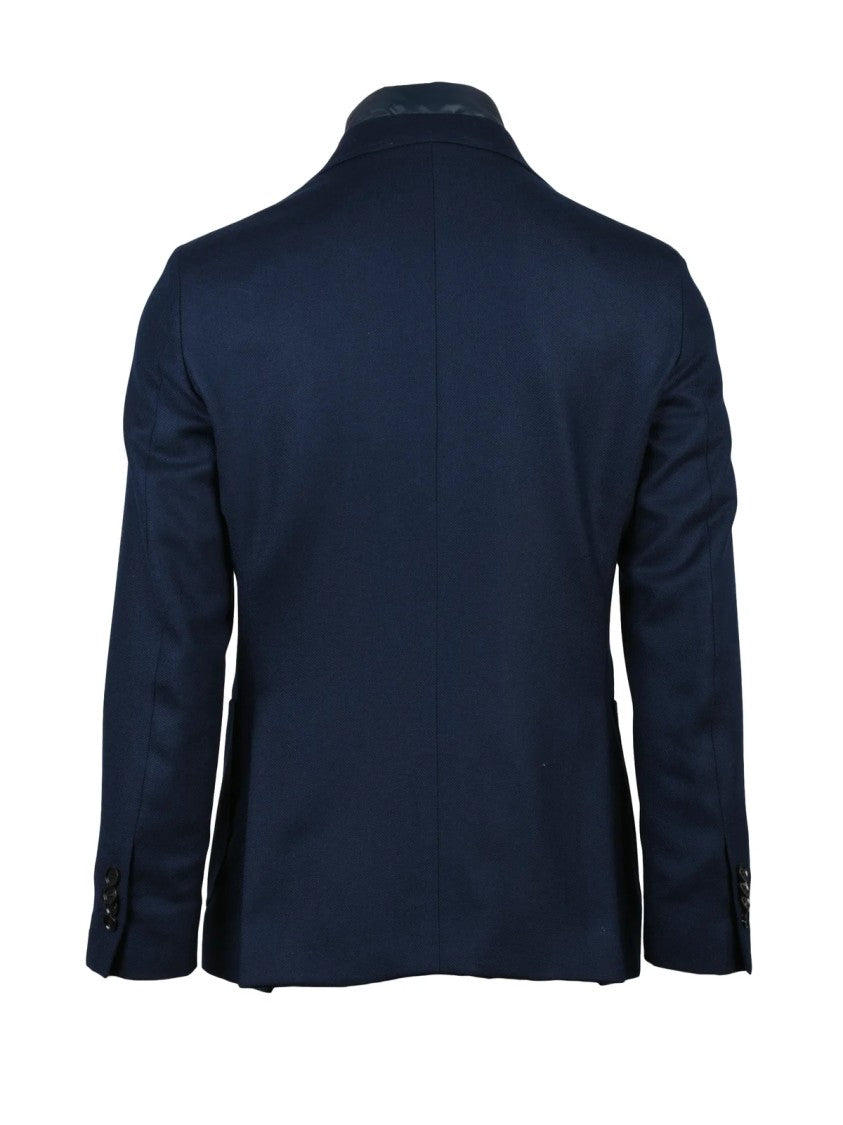 Paoloni Tailored Wool Jacket With Removable Lapel And Polished Finish