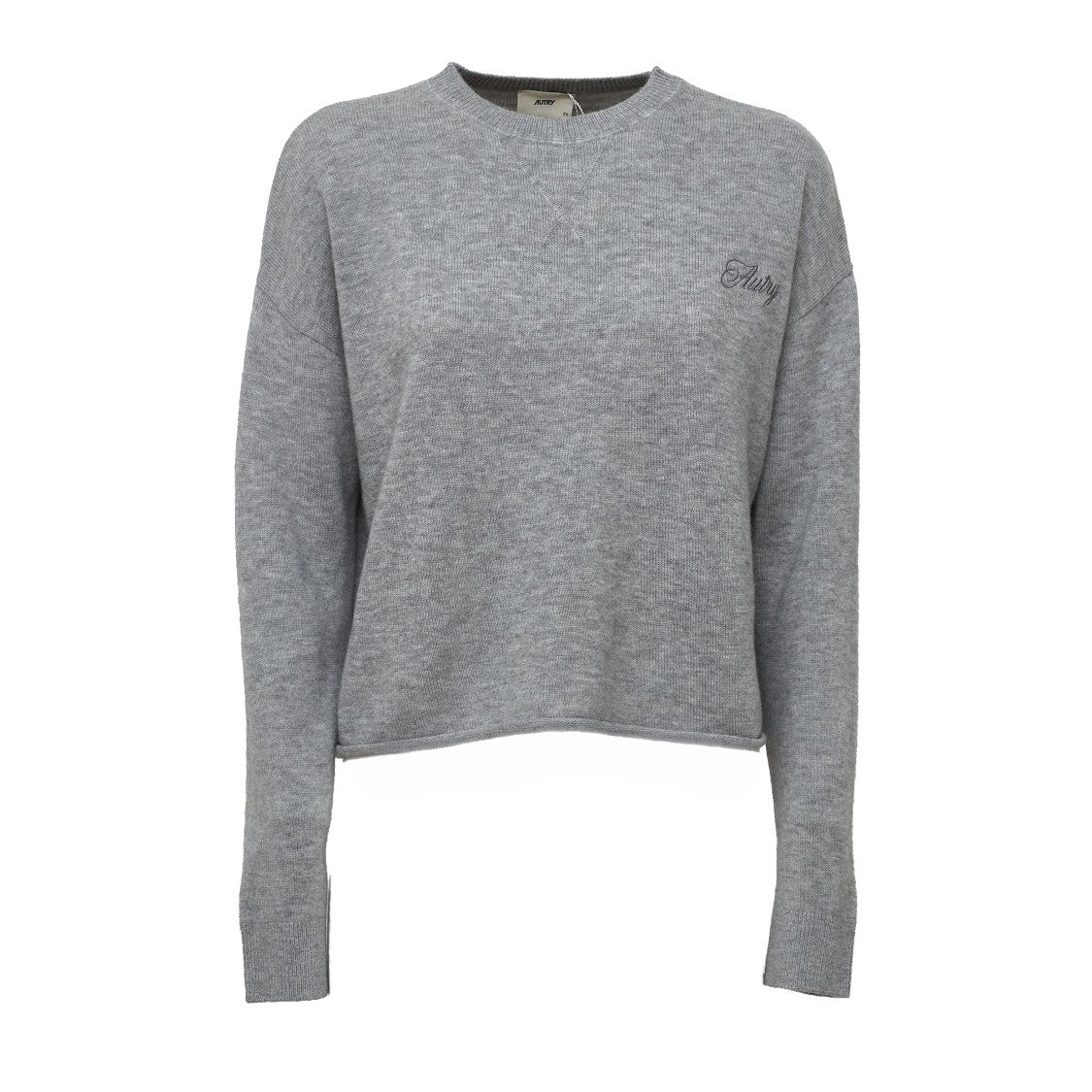 Autry Heathered Grey Ribbed Wool Sweater