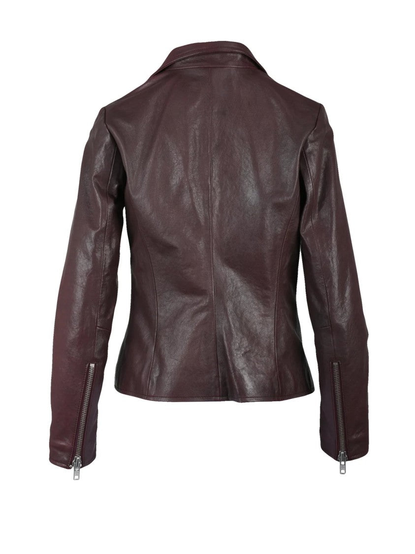 S.W.O.R.D. Brown Leather Zip Biker Jacket
