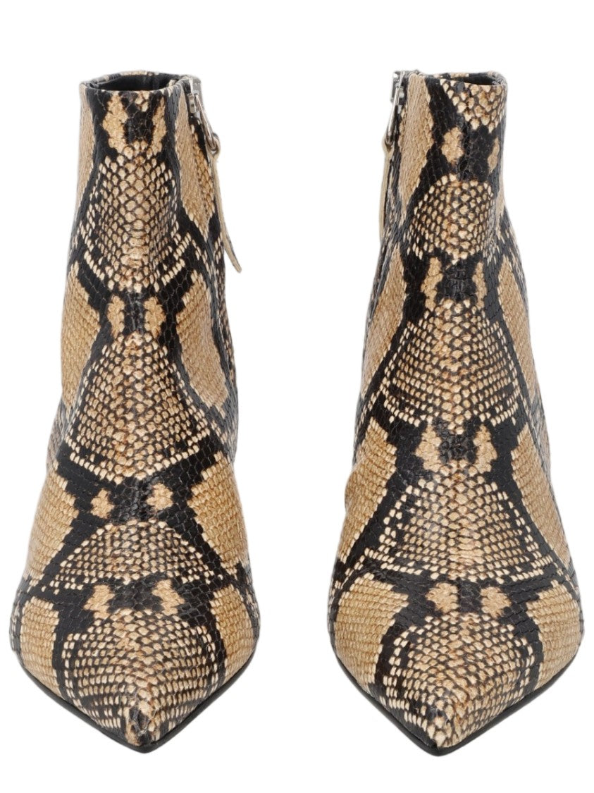 Aeydē Snakeskin Pattern Low Kitten Heel Calf Leather Boots