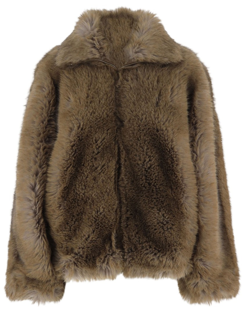 Darkpark Brown High-Collar Faux Fur Jacket