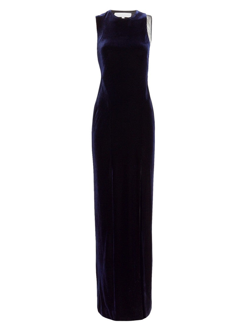 Galvan Sheer Panel Velvet Crescent Dress