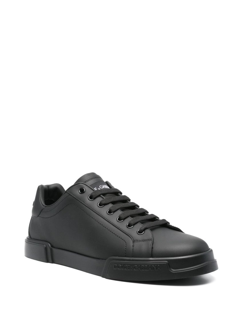 Dolce & Gabbana Portofino Light Sneakers In Smooth Black Leather