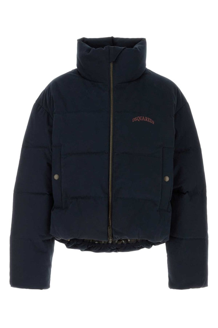 Dsquared2 Navy Blue Stretch Cotton Down Jacket