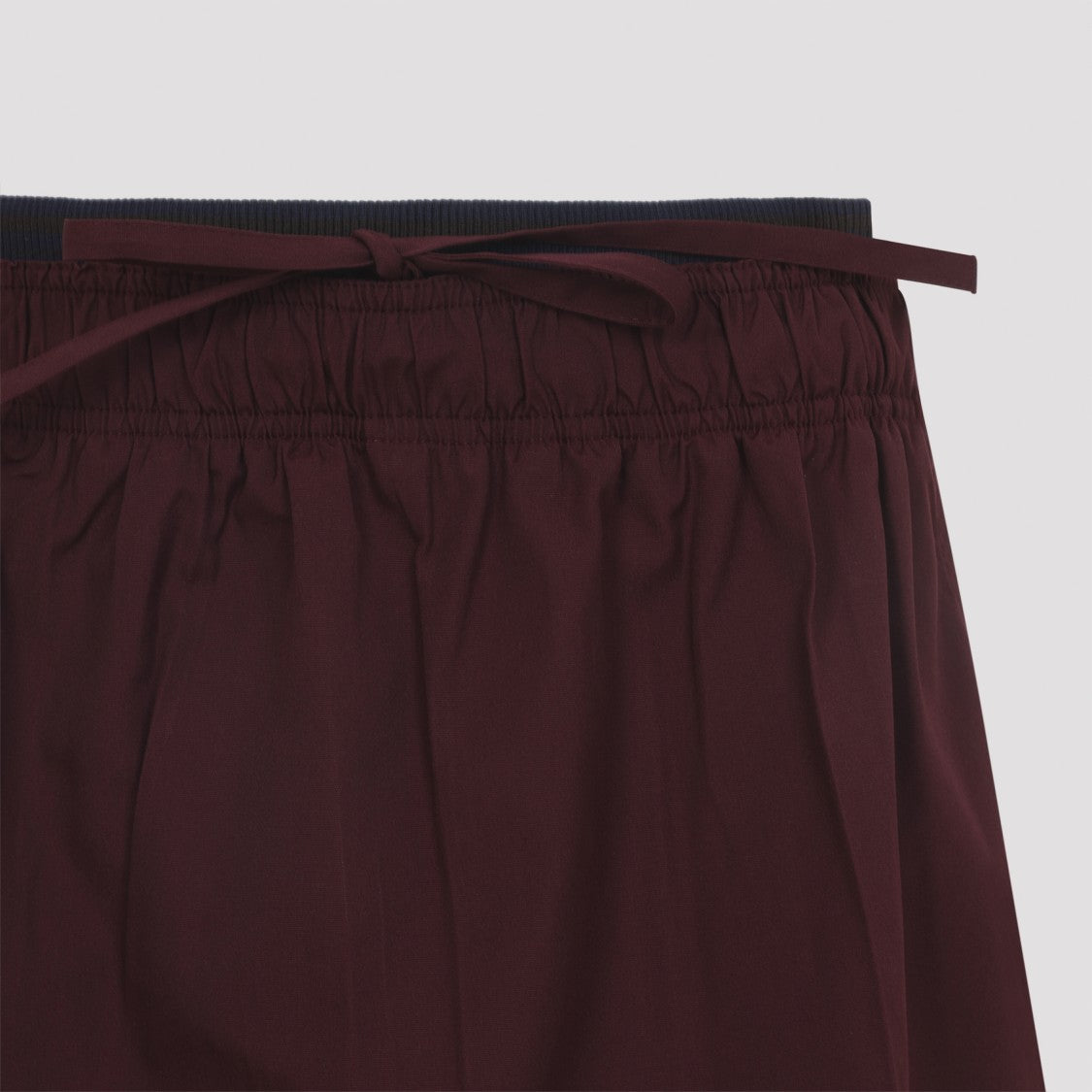 Prada Deep Burgundy A-Line Midi Skirt With Drawstring Waist