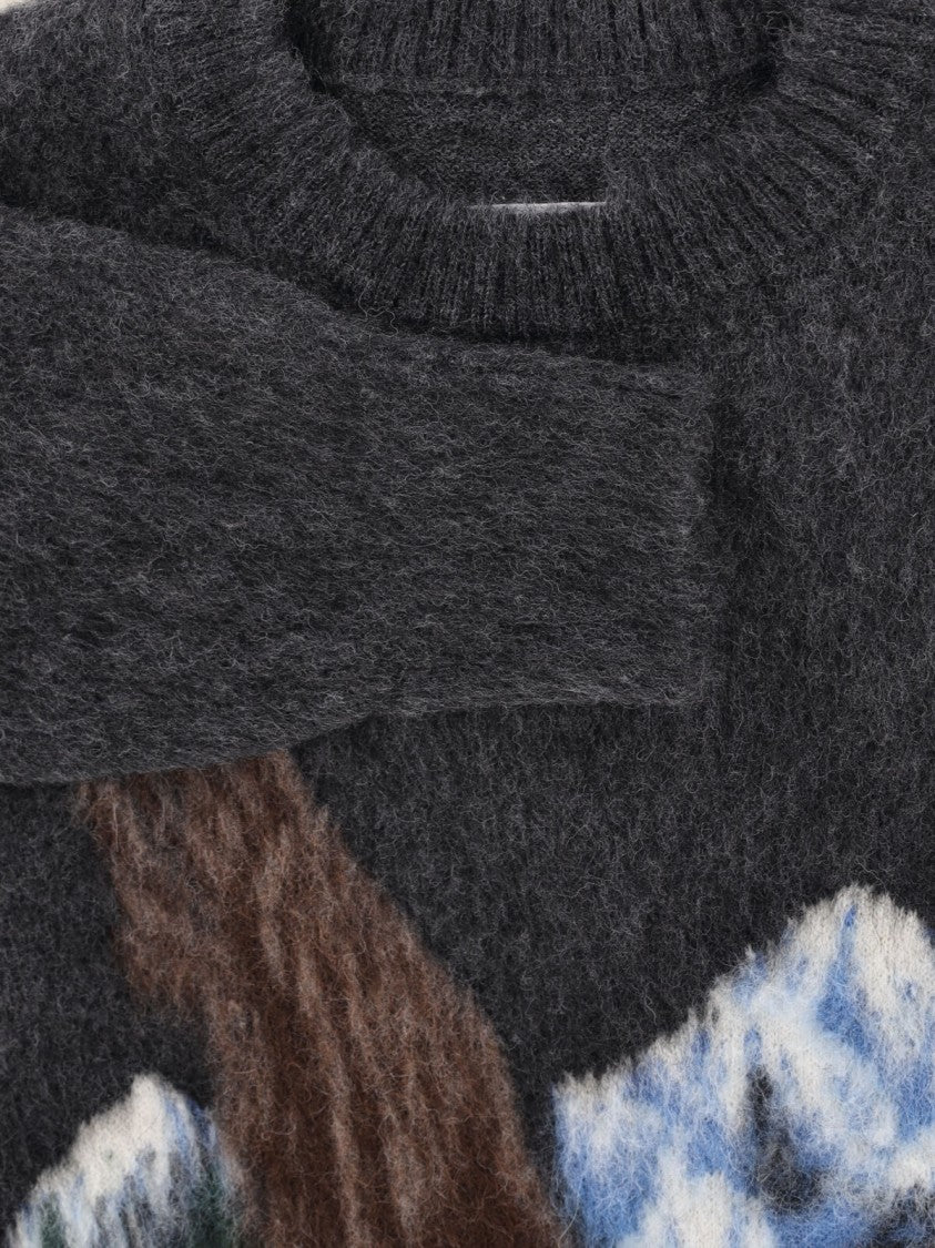 Maison Margiela Intarsia Knit Sweater With Eagle Design And Four Stitches