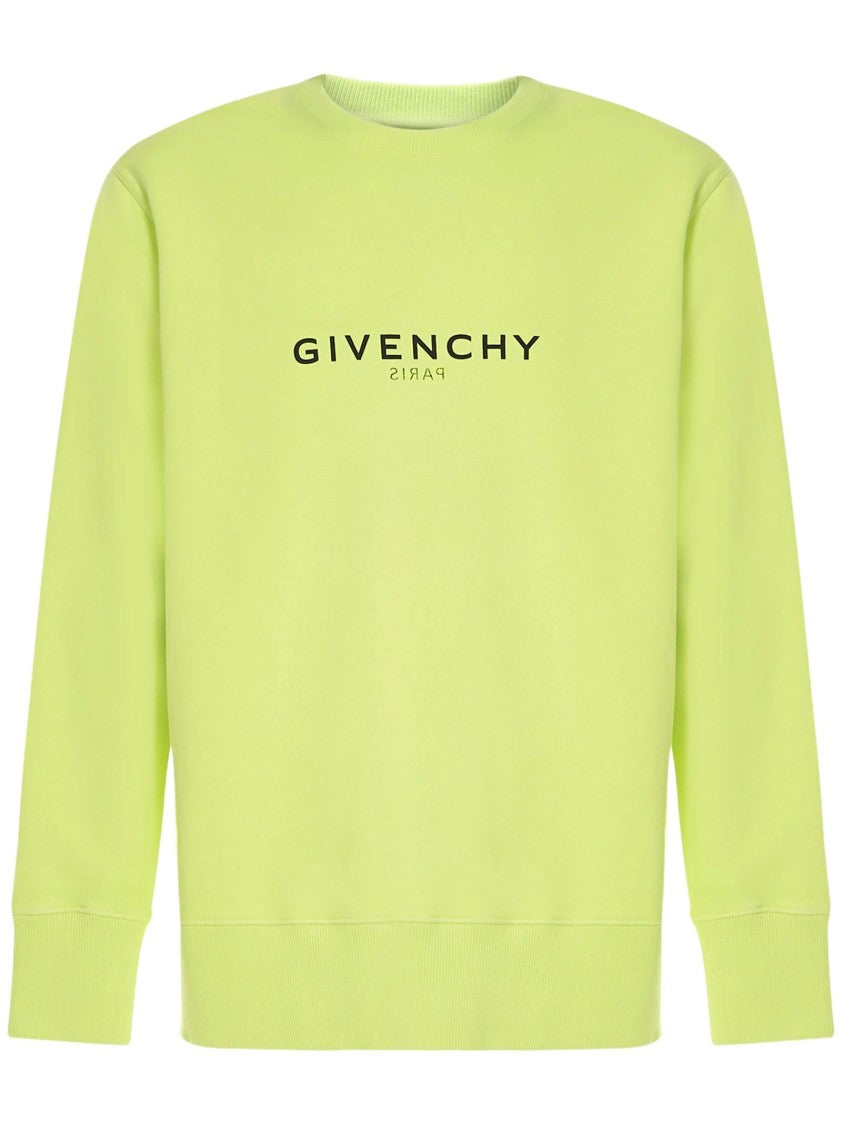 Givenchy Fluorescent Yellow Crewneck Sweatshirt With Centered Logo