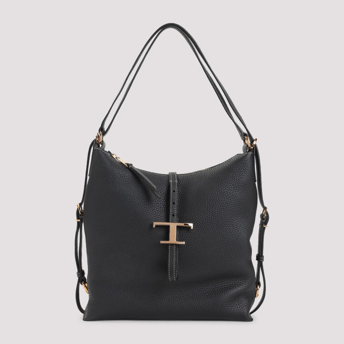 Tod's Tse Black Grained Leather Shoulder Bag