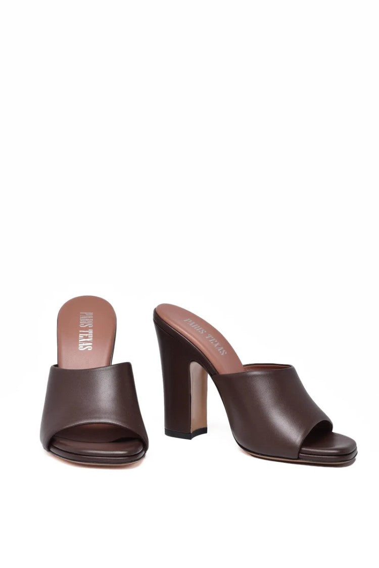 Paris Texas Brown Mule Sandal With Open-Toe Design