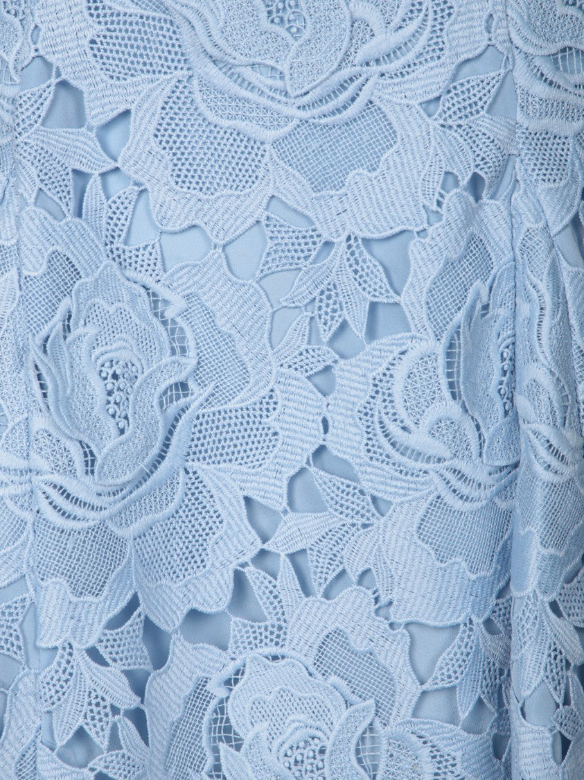 Self-Portrait Intricate Lace Blue Dress With Beaded Collar