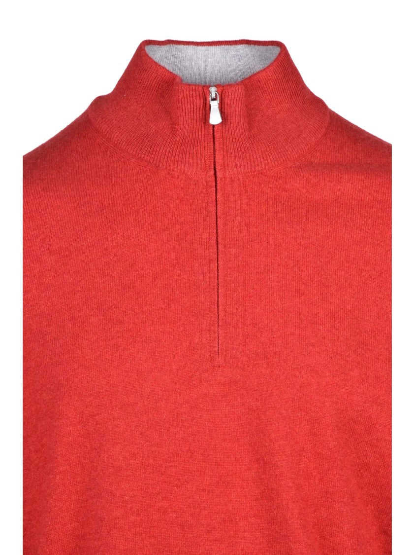 Gran Sasso Red Half-Zip Cashmere Sweater